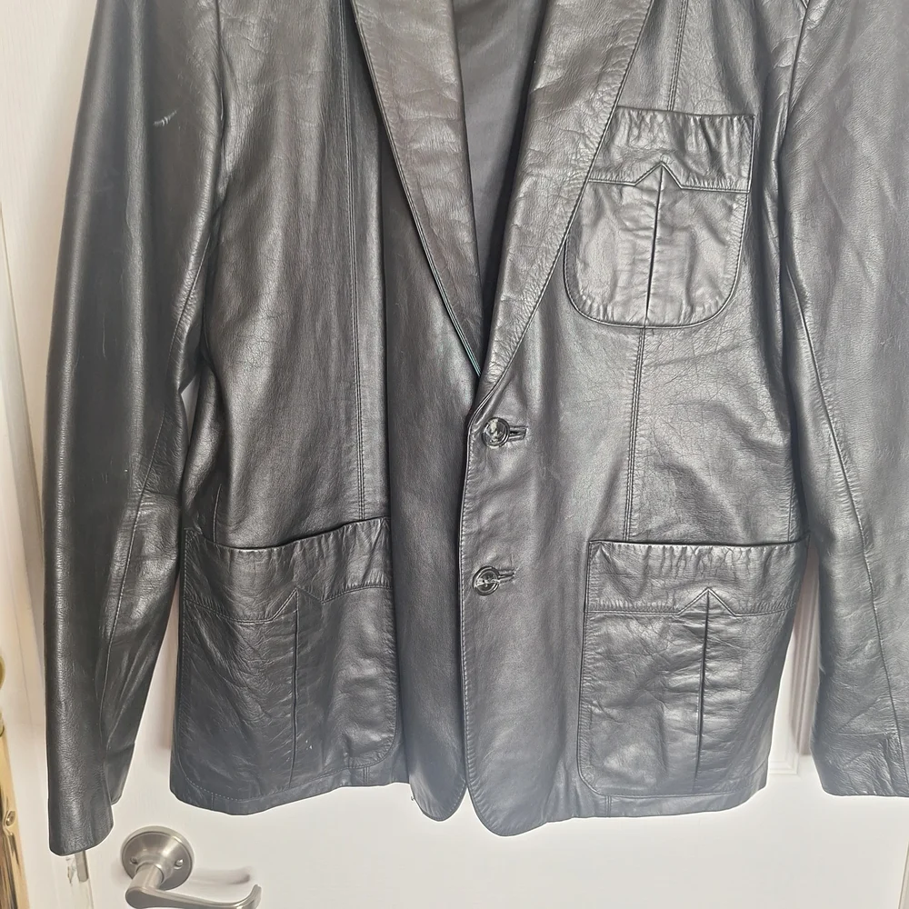 Vintage Leather Loft Black Jacket Blazer Size 44 - Picture 2 of 5